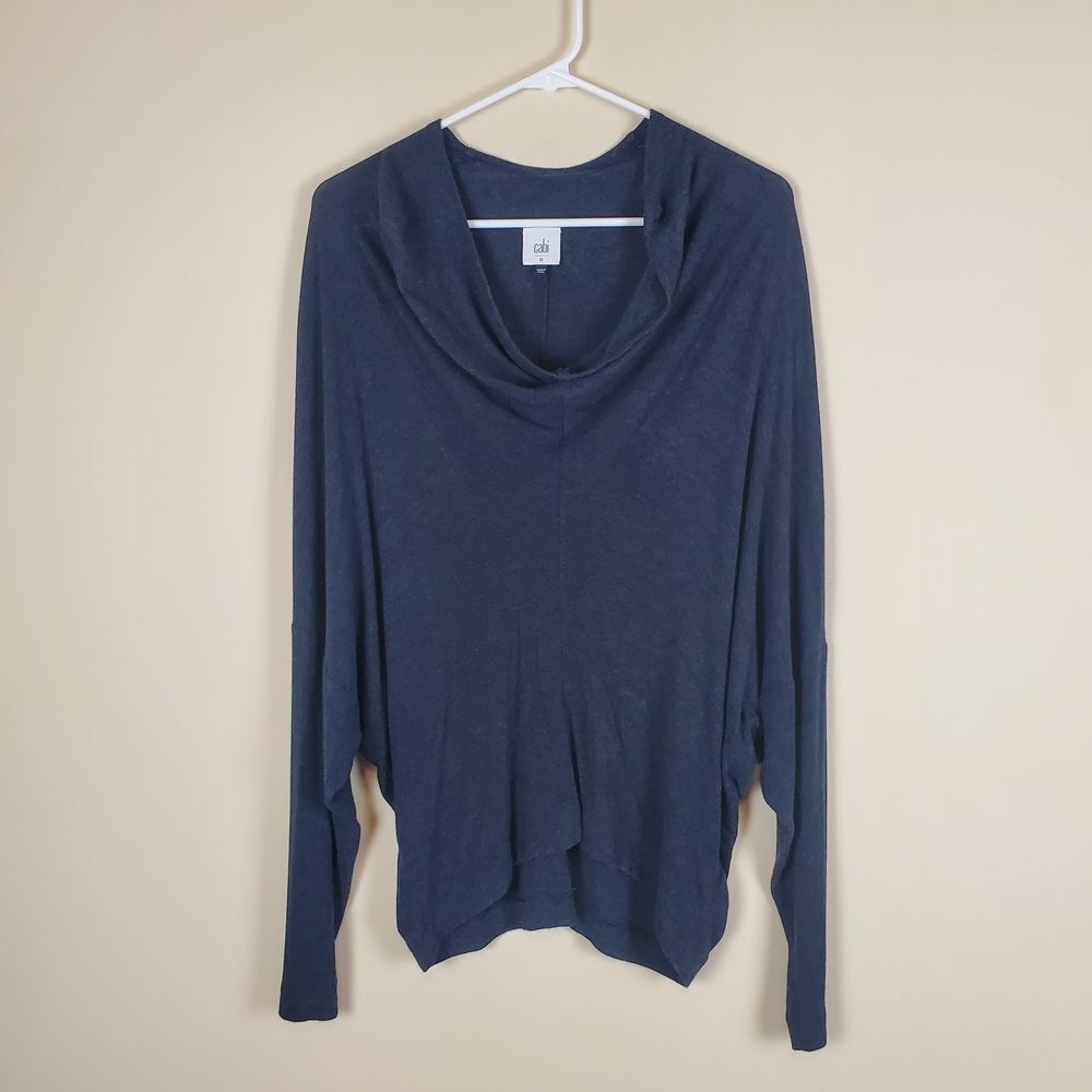 CAbi Dark Gray Cowl Neck Long Sleeve Top Size medium